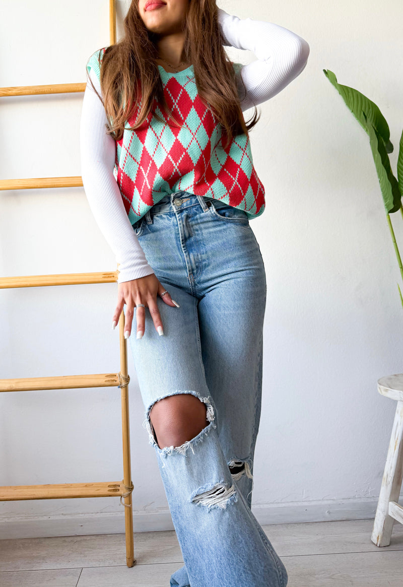 SWEATER ROMBOS SIN MANGAS CAMLU