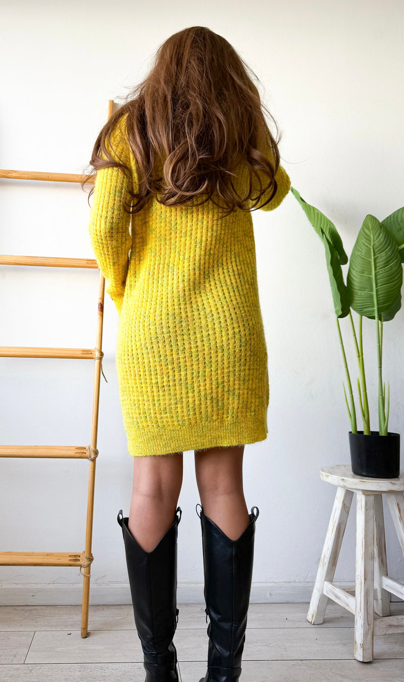 VESTIDO / MAXI SWEATER JASPEADO BOLSILLOS FRONTALES