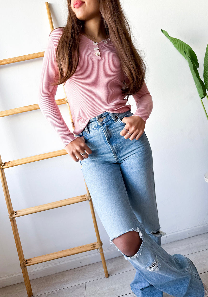 POLERA BASIC BOTONES LISTADA