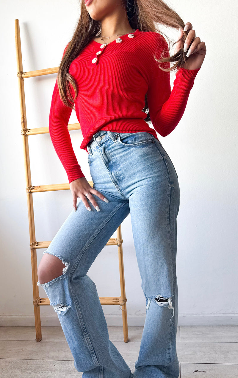 POLERA BASIC BOTONES LISTADA