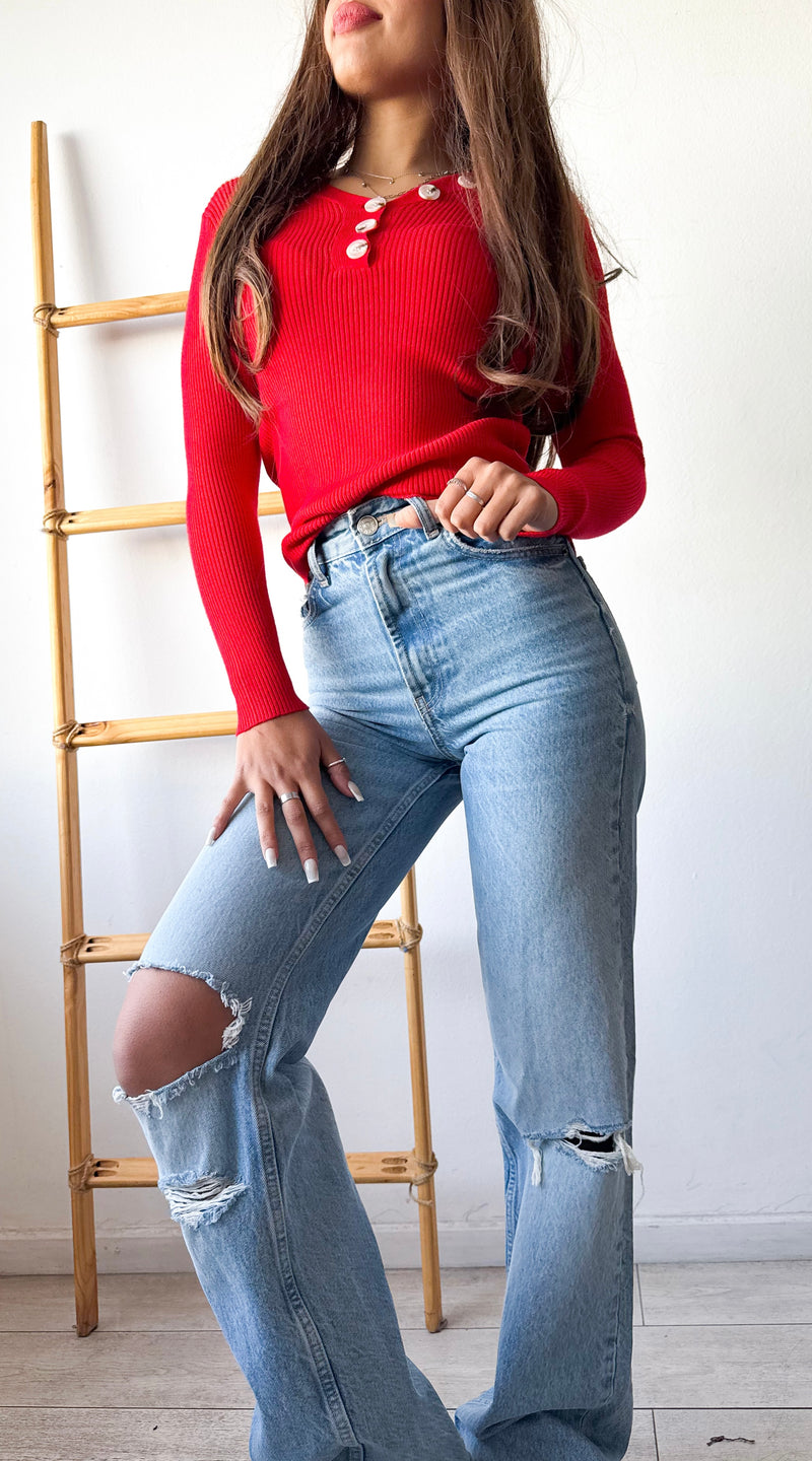 POLERA BASIC BOTONES LISTADA
