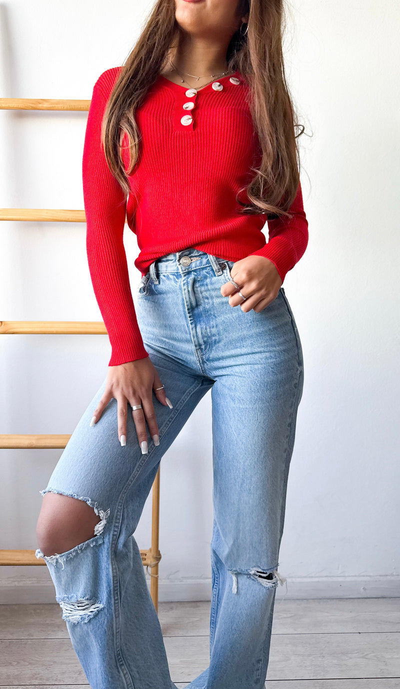 POLERA BASIC BOTONES LISTADA