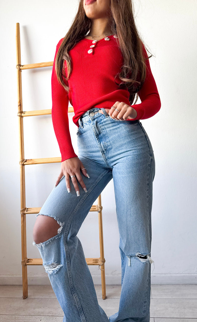 POLERA BASIC BOTONES LISTADA