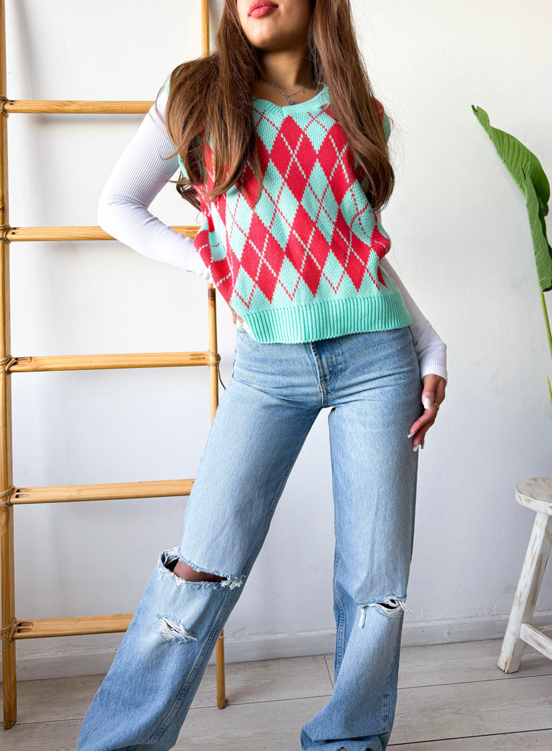 SWEATER ROMBOS SIN MANGAS CAMLU