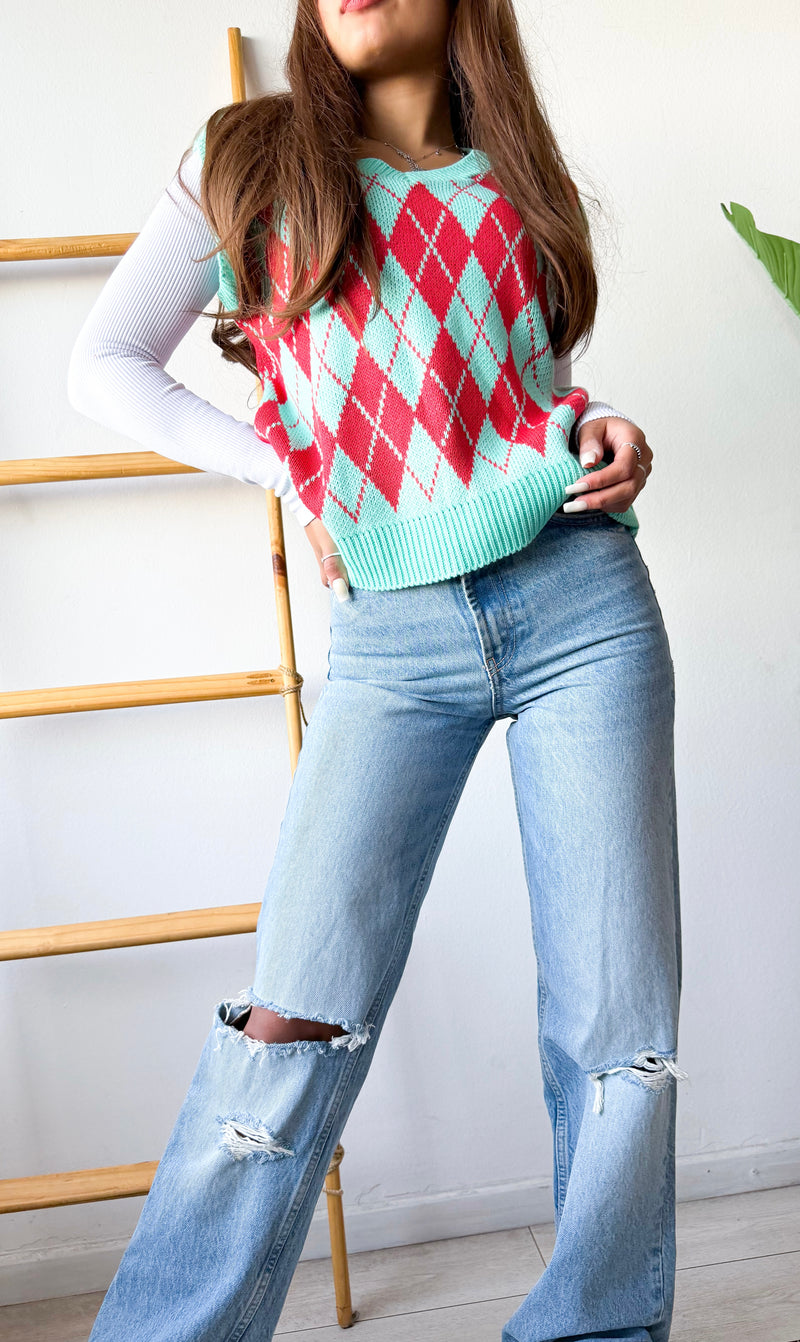 SWEATER ROMBOS SIN MANGAS CAMLU