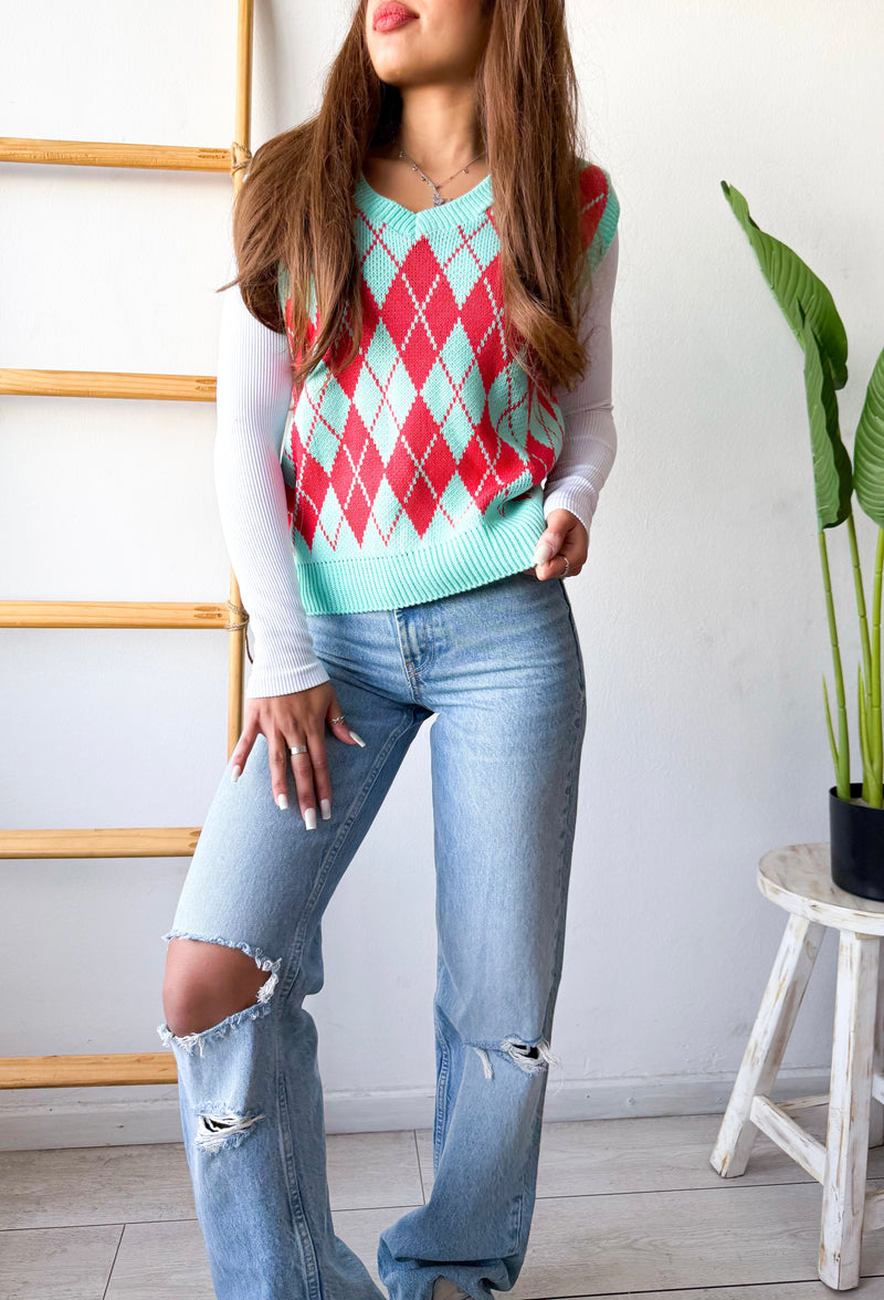 SWEATER ROMBOS SIN MANGAS CAMLU
