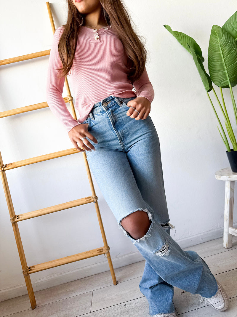 POLERA BASIC BOTONES LISTADA