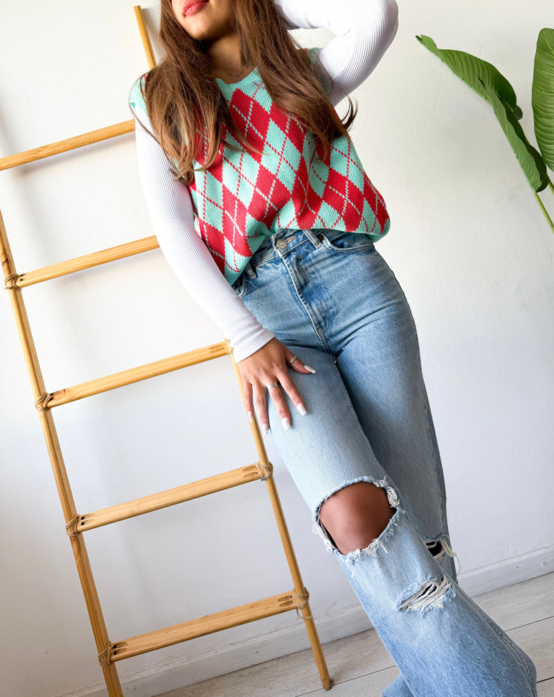 SWEATER ROMBOS SIN MANGAS CAMLU
