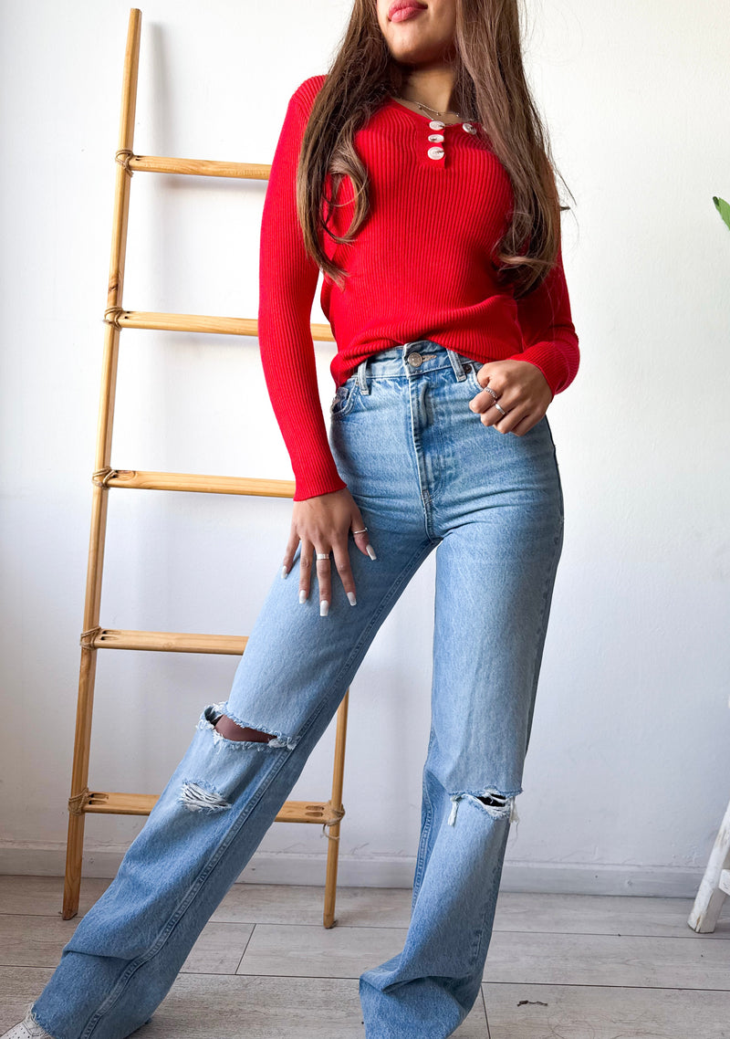 POLERA BASIC BOTONES LISTADA