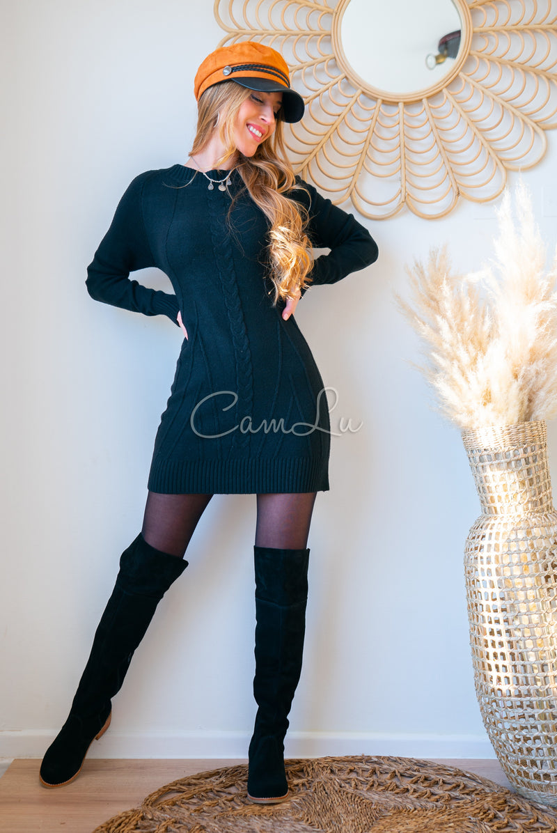 MAXI SWEATER/MINI VESTIDO ANAIS (Negro)