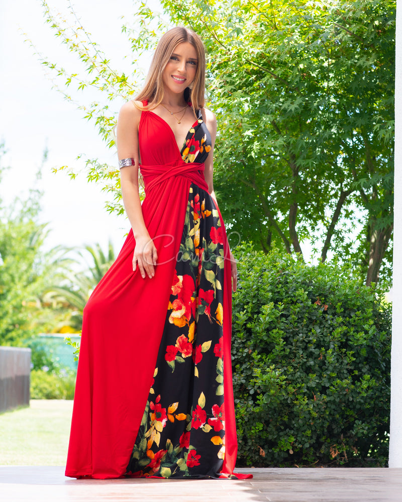 EXCLUSIVO  MAXI VESTIDO MULTIFORMA RAFAELA FLOWERS