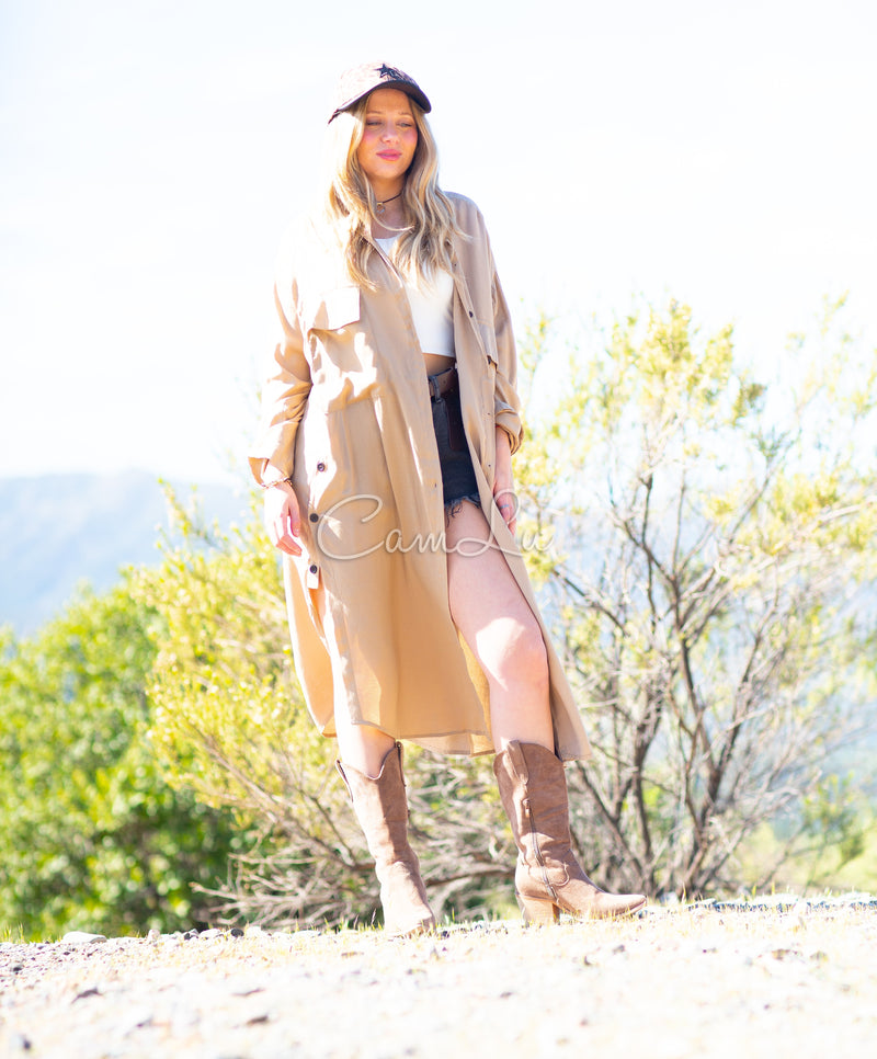 MAXI BLUSON DE LINO BEIGE