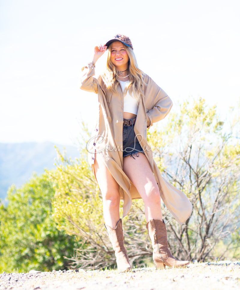 MAXI BLUSON DE LINO BEIGE