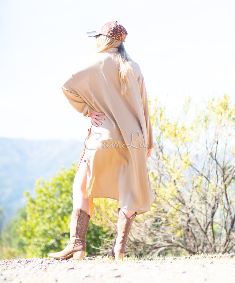 MAXI BLUSON DE LINO BEIGE