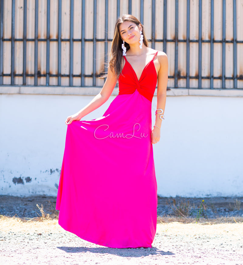 VESTIDO BICOLOR NUDO MARBELLA EXCLUSIVO BY CAMLU CONFECCION NACIONAL