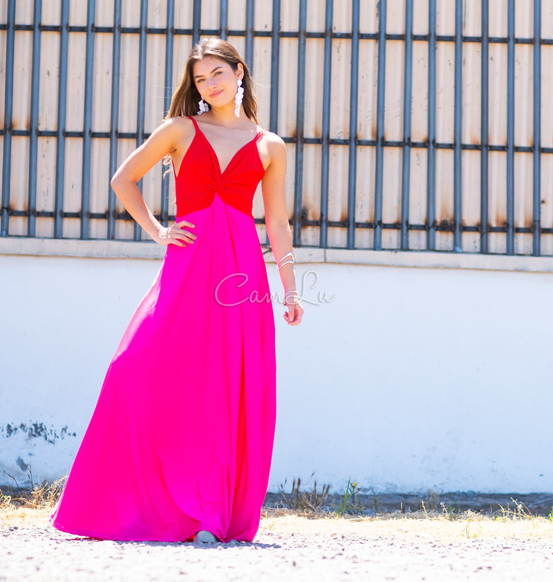 VESTIDO BICOLOR NUDO MARBELLA EXCLUSIVO BY CAMLU CONFECCION NACIONAL