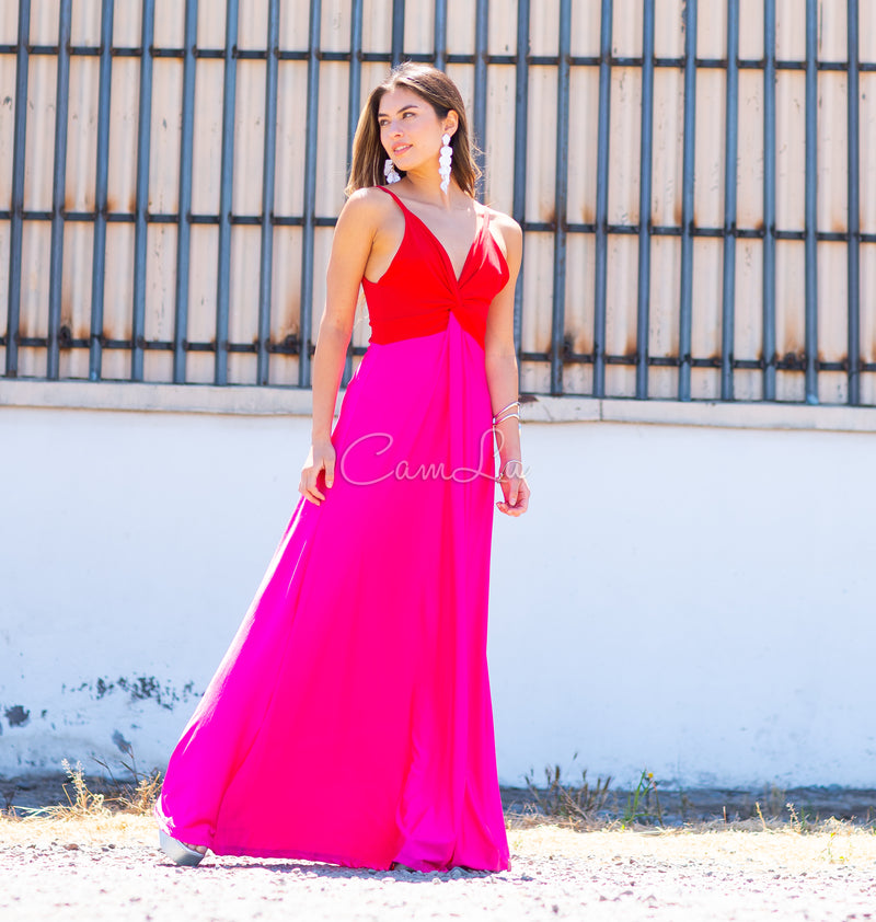 VESTIDO BICOLOR NUDO MARBELLA EXCLUSIVO BY CAMLU CONFECCION NACIONAL