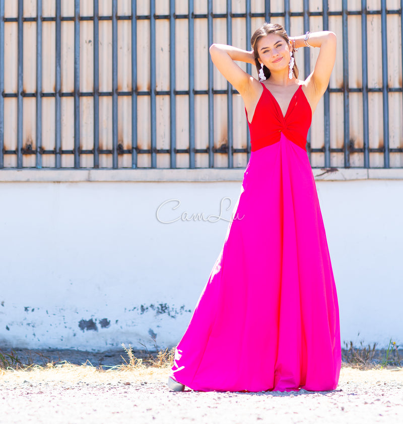 VESTIDO BICOLOR NUDO MARBELLA EXCLUSIVO BY CAMLU CONFECCION NACIONAL