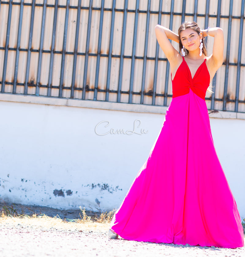 VESTIDO BICOLOR NUDO MARBELLA EXCLUSIVO BY CAMLU CONFECCION NACIONAL
