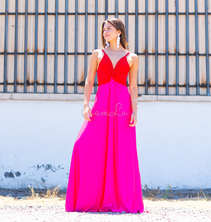 VESTIDO BICOLOR NUDO MARBELLA EXCLUSIVO BY CAMLU CONFECCION NACIONAL