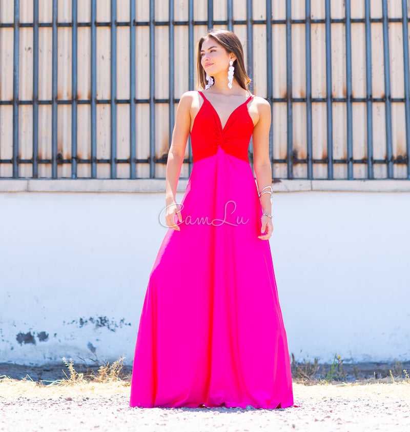 VESTIDO BICOLOR NUDO MARBELLA EXCLUSIVO BY CAMLU CONFECCION NACIONAL