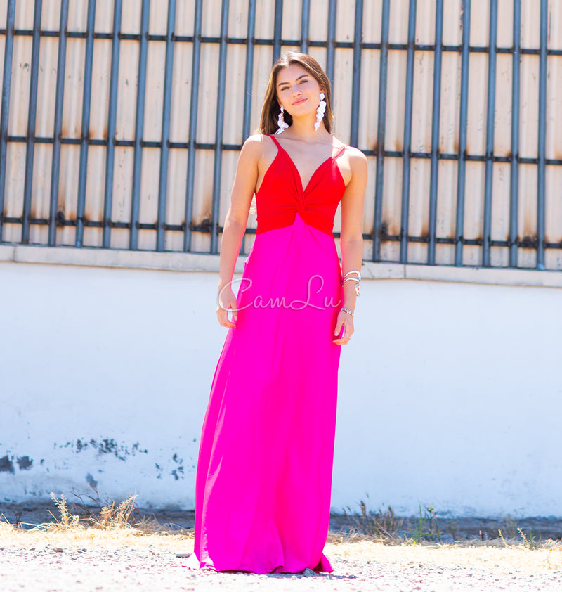 VESTIDO BICOLOR NUDO MARBELLA EXCLUSIVO BY CAMLU CONFECCION NACIONAL