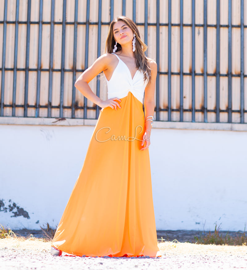 VESTIDO BICOLOR NUDO MARBELLA EXCLUSIVO BY CAMLU CONFECCION NACIONAL