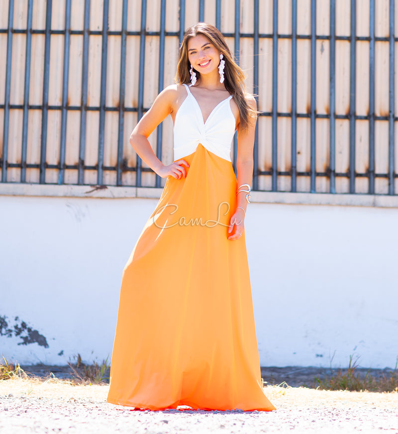VESTIDO BICOLOR NUDO MARBELLA EXCLUSIVO BY CAMLU CONFECCION NACIONAL