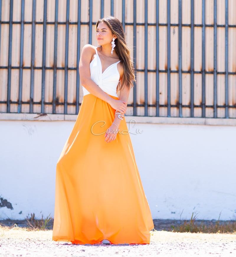 VESTIDO BICOLOR NUDO MARBELLA EXCLUSIVO BY CAMLU CONFECCION NACIONAL