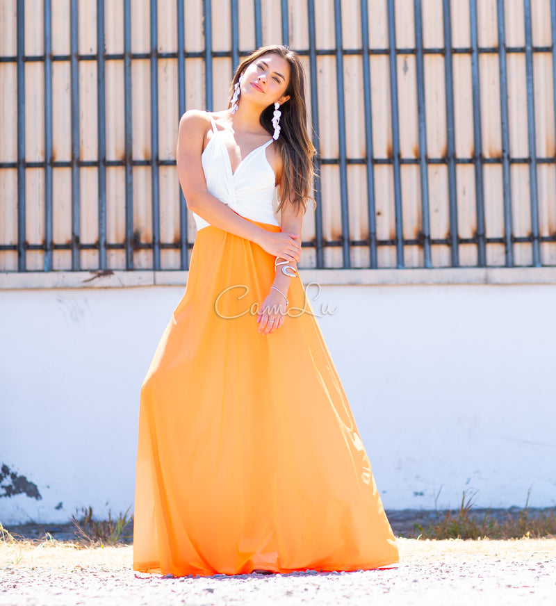 VESTIDO BICOLOR NUDO MARBELLA EXCLUSIVO BY CAMLU CONFECCION NACIONAL