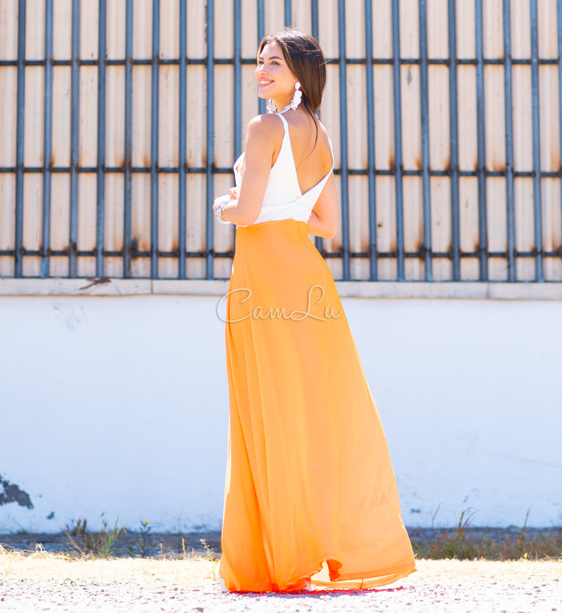 VESTIDO BICOLOR NUDO MARBELLA EXCLUSIVO BY CAMLU CONFECCION NACIONAL