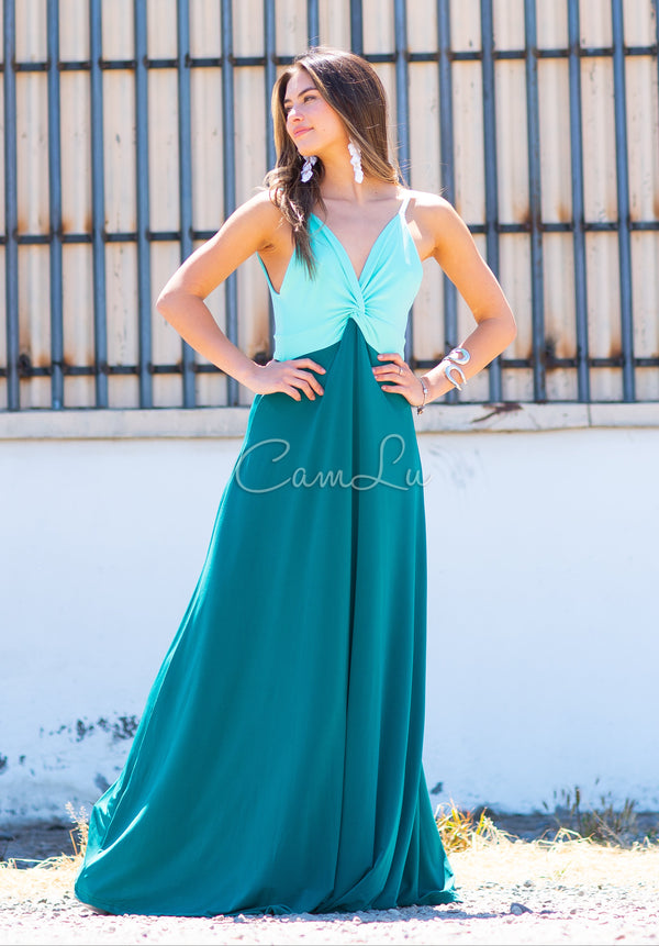 VESTIDO BICOLOR NUDO MARBELLA EXCLUSIVO BY CAMLU CONFECCION NACIONAL