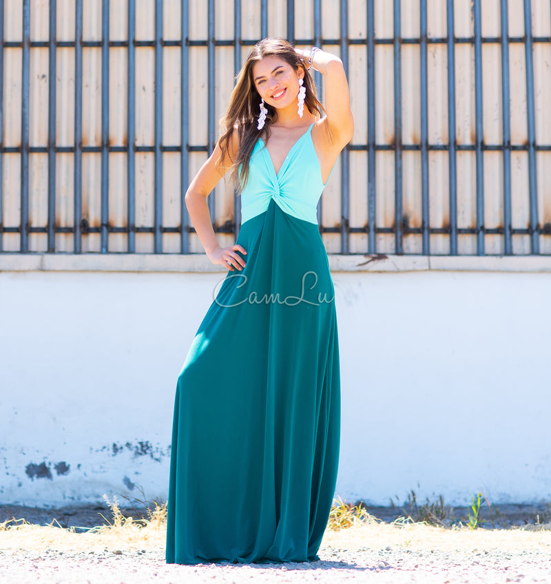VESTIDO BICOLOR NUDO MARBELLA EXCLUSIVO BY CAMLU CONFECCION NACIONAL
