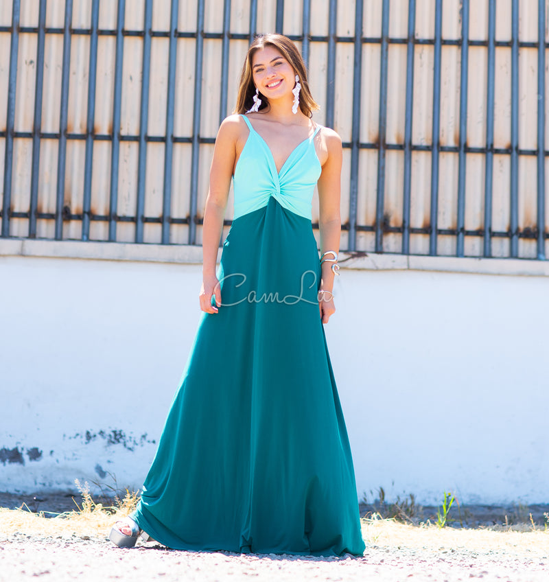 VESTIDO BICOLOR NUDO MARBELLA EXCLUSIVO BY CAMLU CONFECCION NACIONAL