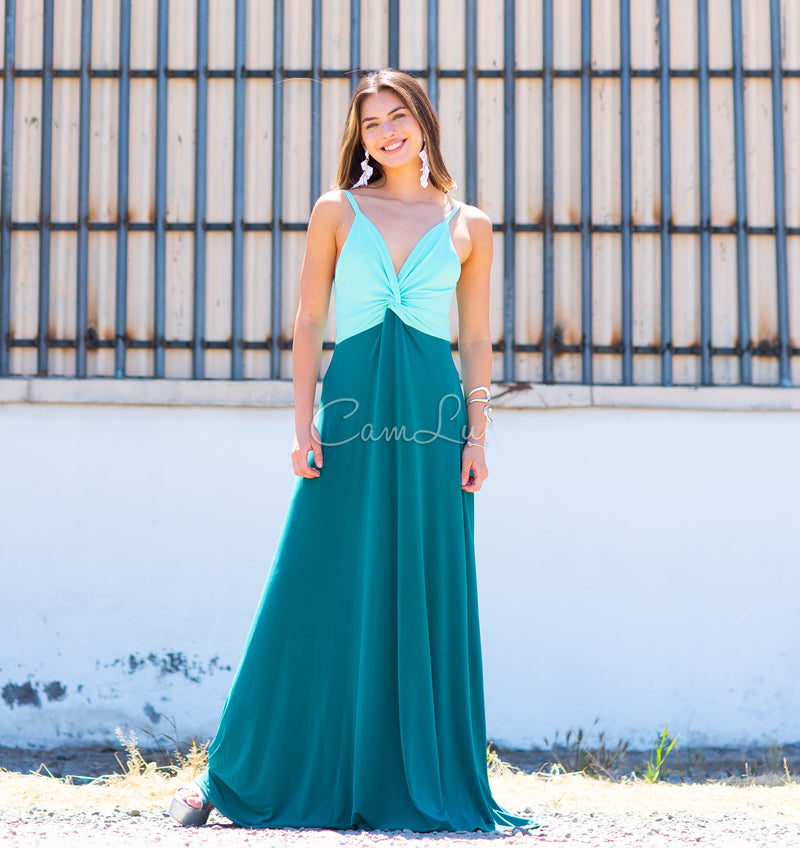 VESTIDO BICOLOR NUDO MARBELLA EXCLUSIVO BY CAMLU CONFECCION NACIONAL
