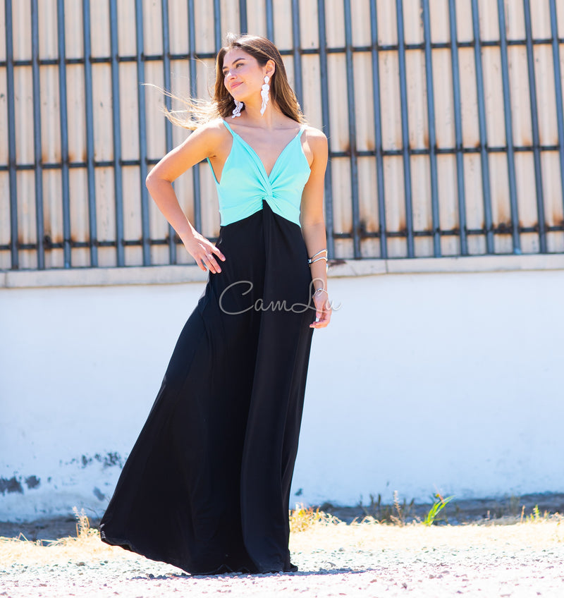 VESTIDO BICOLOR NUDO MARBELLA EXCLUSIVO BY CAMLU CONFECCION NACIONAL