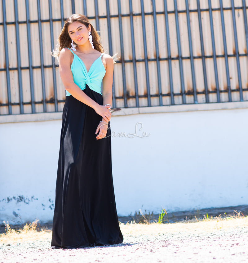 VESTIDO BICOLOR NUDO MARBELLA EXCLUSIVO BY CAMLU CONFECCION NACIONAL