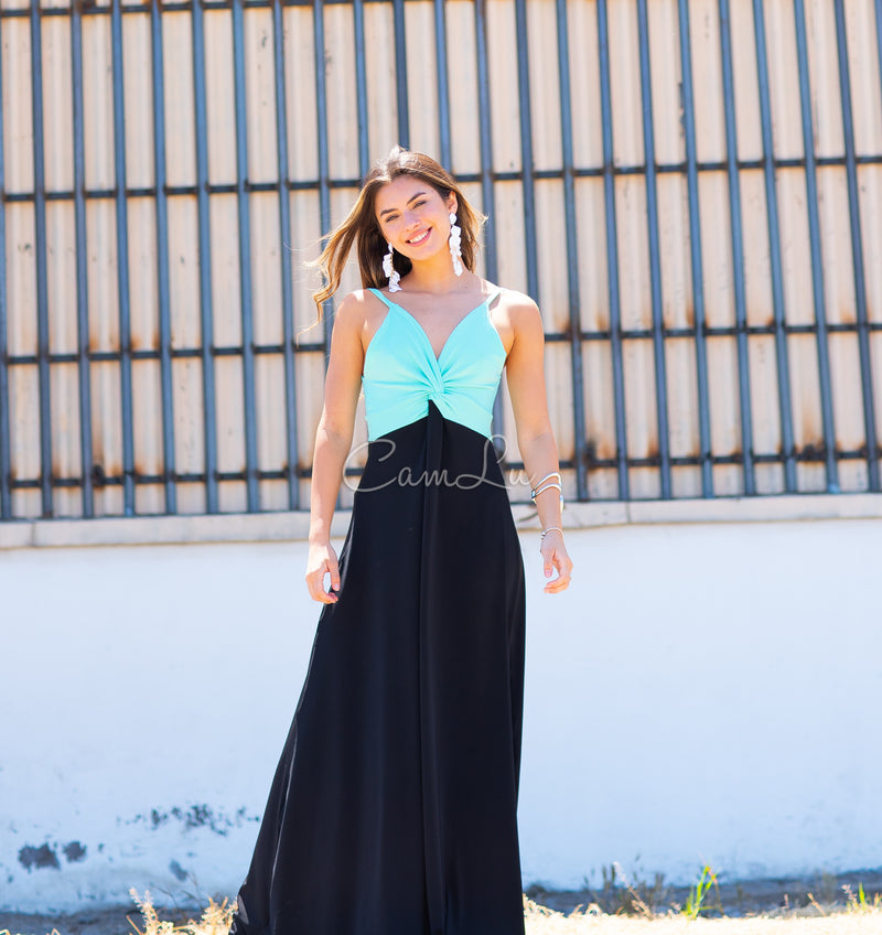 VESTIDO BICOLOR NUDO MARBELLA EXCLUSIVO BY CAMLU CONFECCION NACIONAL