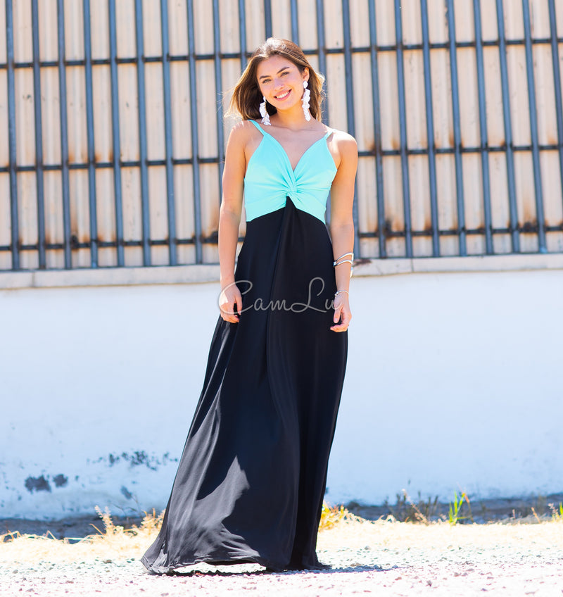 VESTIDO BICOLOR NUDO MARBELLA EXCLUSIVO BY CAMLU CONFECCION NACIONAL