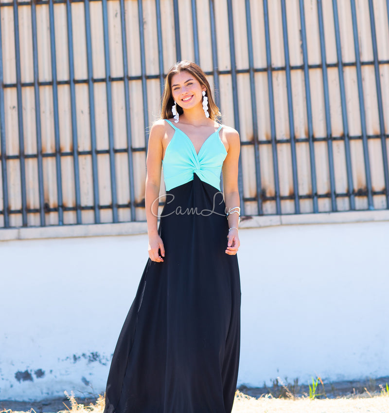 VESTIDO BICOLOR NUDO MARBELLA EXCLUSIVO BY CAMLU CONFECCION NACIONAL