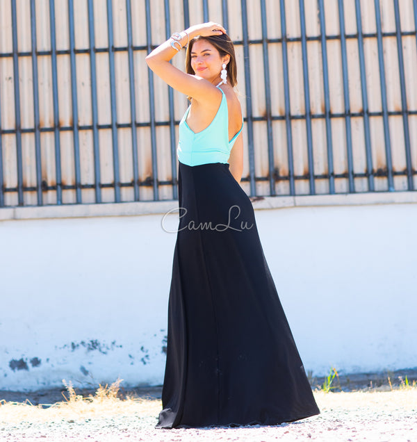 VESTIDO BICOLOR NUDO MARBELLA EXCLUSIVO BY CAMLU CONFECCION NACIONAL