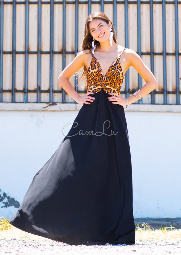 VESTIDO BICOLOR NUDO MARBELLA EXCLUSIVO BY CAMLU CONFECCION NACIONAL