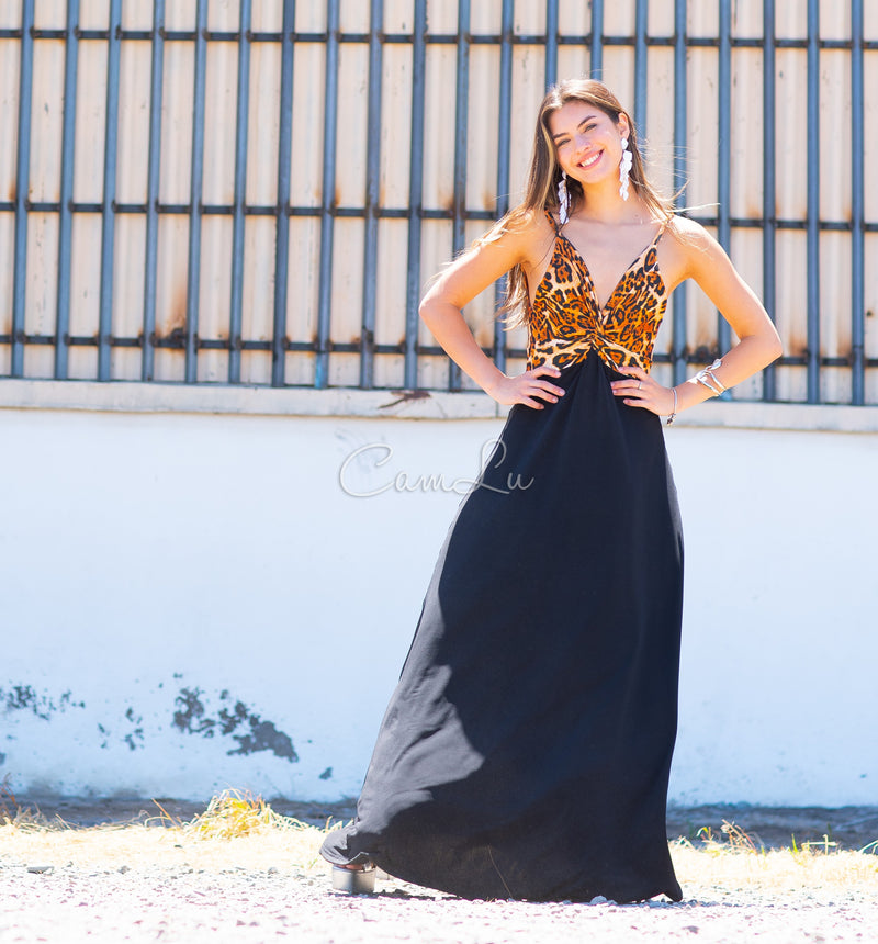 VESTIDO BICOLOR NUDO MARBELLA EXCLUSIVO BY CAMLU CONFECCION NACIONAL