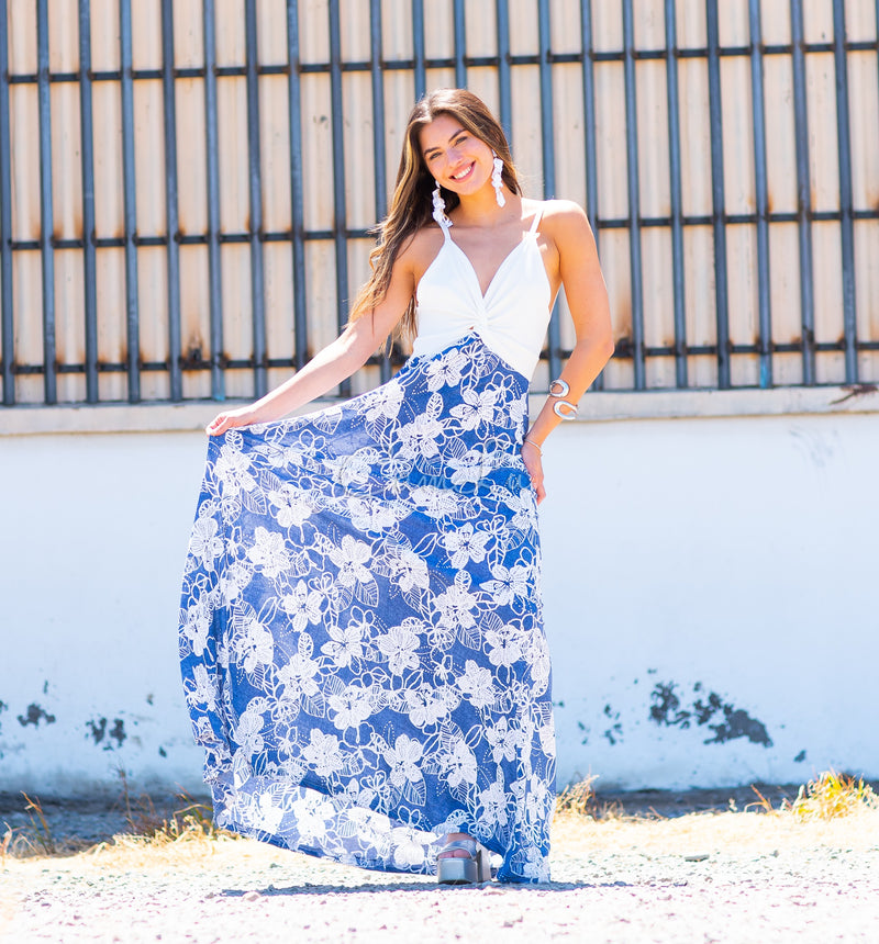 VESTIDO BICOLOR NUDO MARBELLA EXCLUSIVO BY CAMLU CONFECCION NACIONAL