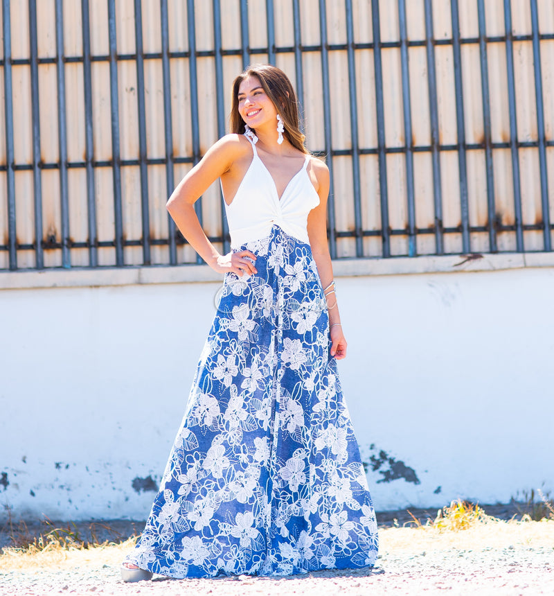 VESTIDO BICOLOR NUDO MARBELLA EXCLUSIVO BY CAMLU CONFECCION NACIONAL