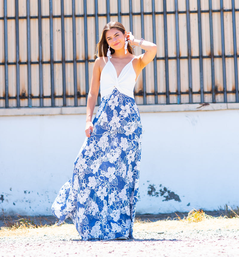 VESTIDO BICOLOR NUDO MARBELLA EXCLUSIVO BY CAMLU CONFECCION NACIONAL