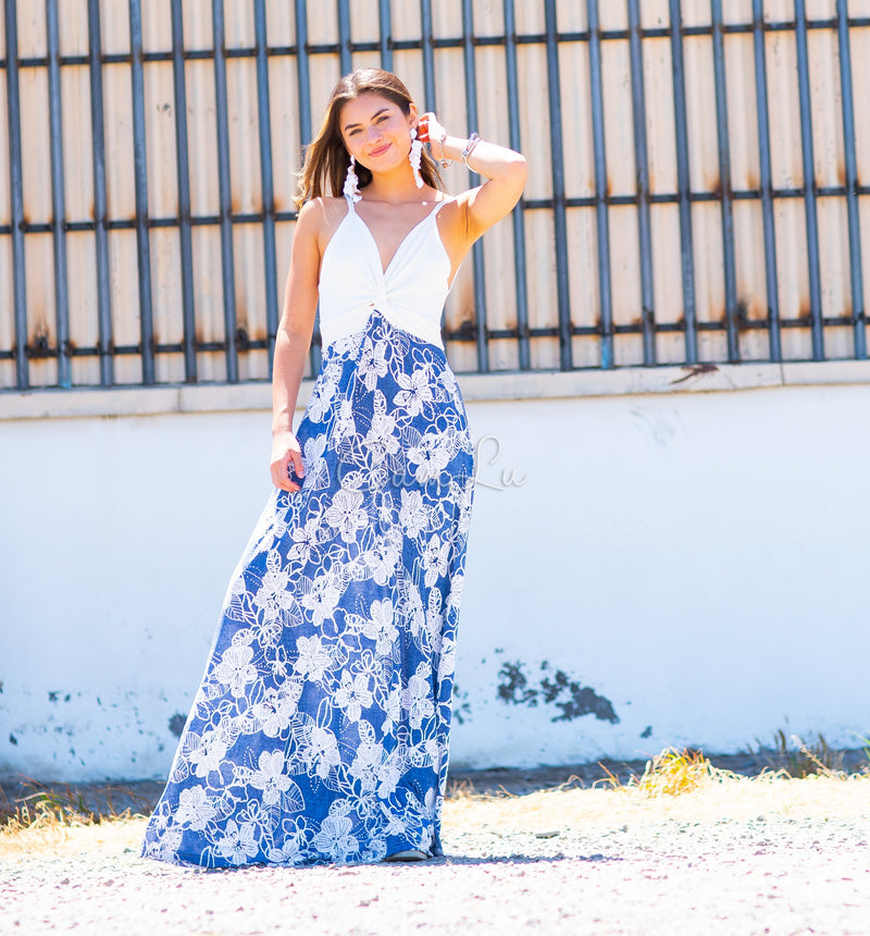 VESTIDO BICOLOR NUDO MARBELLA EXCLUSIVO BY CAMLU CONFECCION NACIONAL