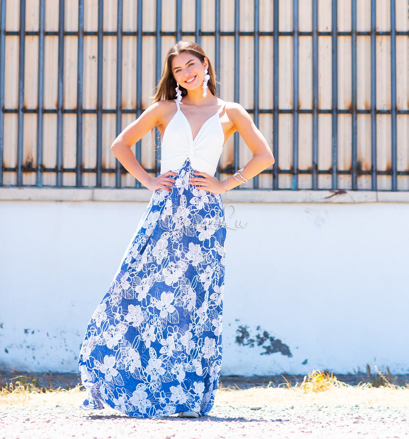 VESTIDO BICOLOR NUDO MARBELLA EXCLUSIVO BY CAMLU CONFECCION NACIONAL