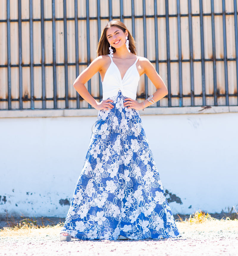 VESTIDO BICOLOR NUDO MARBELLA EXCLUSIVO BY CAMLU CONFECCION NACIONAL