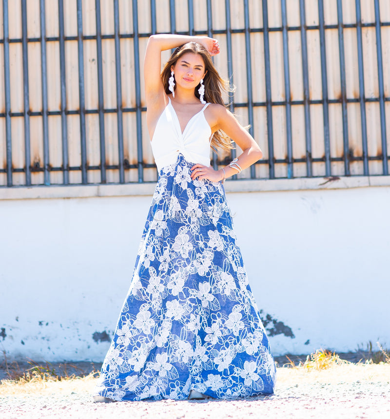 VESTIDO BICOLOR NUDO MARBELLA EXCLUSIVO BY CAMLU CONFECCION NACIONAL